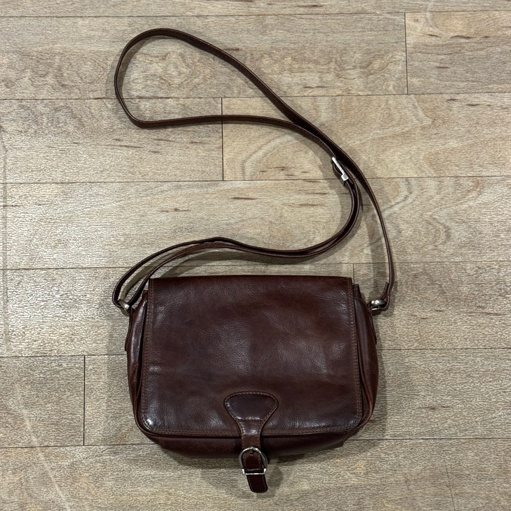 Adrian Klis Brown Leather Crossbody Purse FLAW